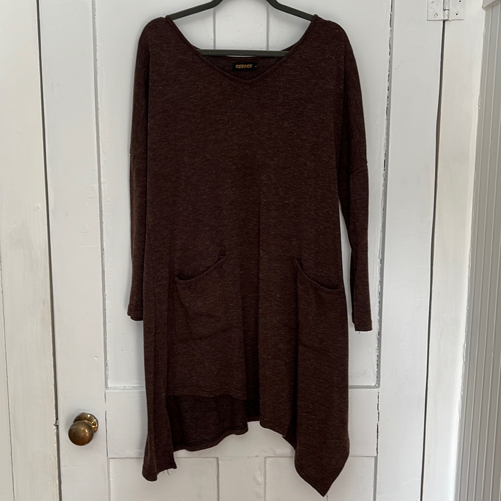 Reborn Brown Dress with 2 Front Pockets Size L